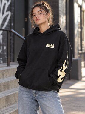 Millii Merch Sweatshirt Adult S Black Flames "The World Is Yours" Streetwear